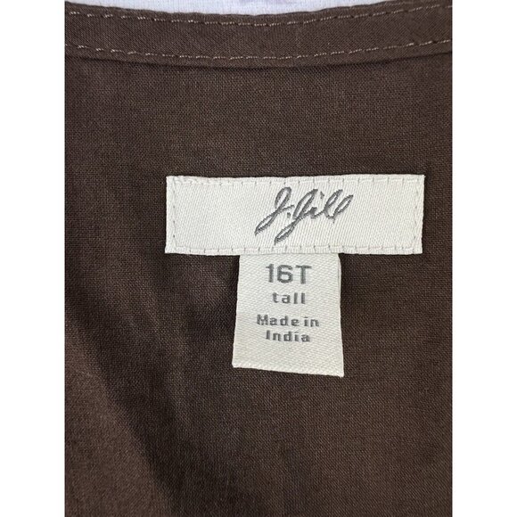 Vintage J Jill Maxi Dress Women 16T Cotton Brown Sleeveless Handmaid Peasant - Picture 14 of 16
